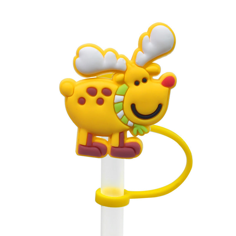 Wholesale 20pcs Cartoon Christmas Series Party Silicone Straw Caps Straw Decoration